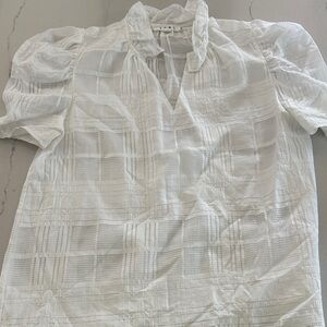 THML Ivory Textured V-Neck Blouse